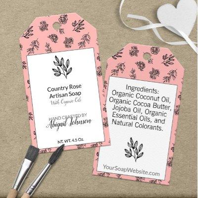 🧼🌿 🌹 Blush Floral Gift Tags for Handmade Soap