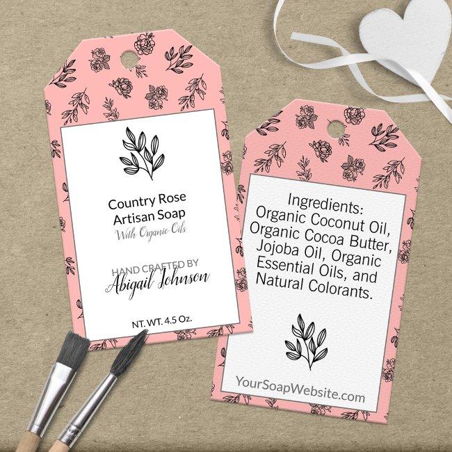 🧼🌿 🌹 Blush Floral Gift Tags for Handmade Soap