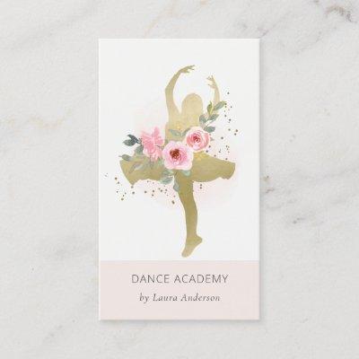 Blush Gold Floral Girl Dancer Dance Academy Logo