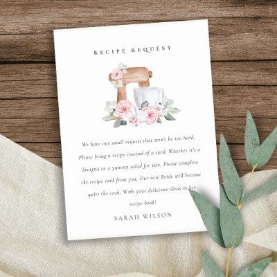 Blush Mixer Floral Recipe Request Bridal Shower Enclosure Card