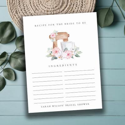 Blush Mixer Floral Recipe Request Bridal Shower Postcard