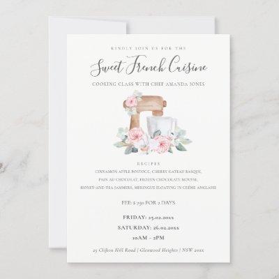 Blush Mixex Floral Bakery Cooking Class Invite
