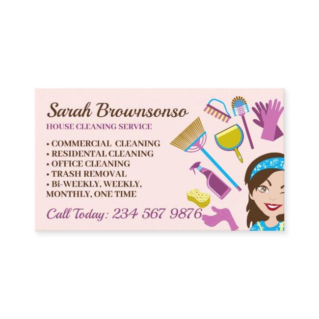 Blush Orange Janitorial Lady House Cleaning