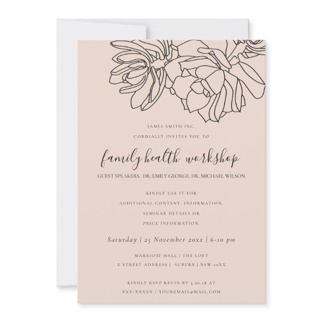 BLUSH PEACH DESERT CACTI SUCCULENT WORKSHOP EVENT INVITATION