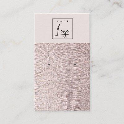 Blush Pearl Leather Texture Earring Display