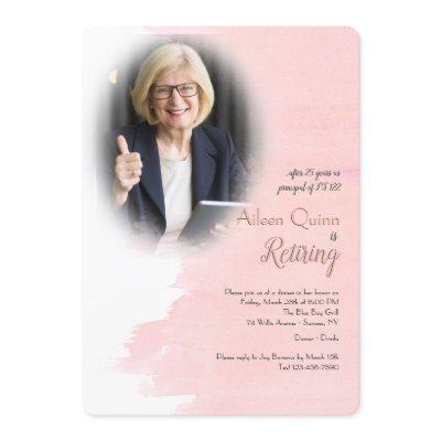 Blush Photo Retirement Party Invitations