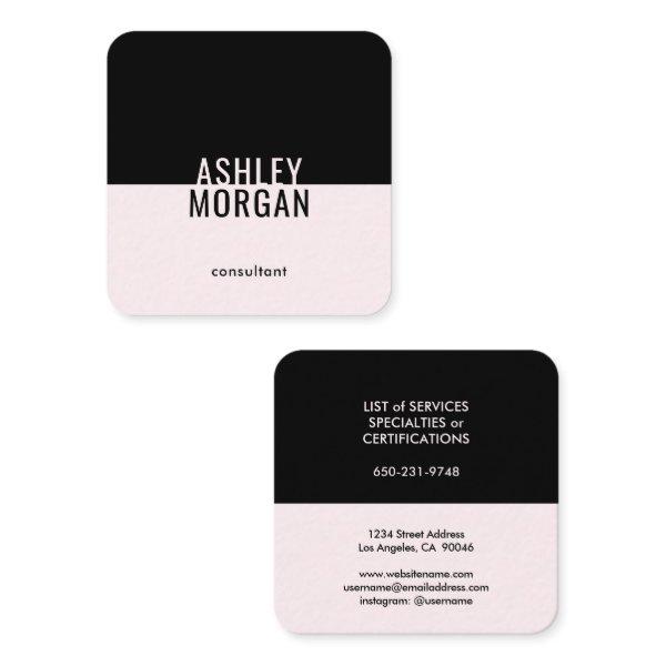 Blush Pink Black Elegant Minimal Modern Chic Plain Square