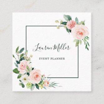 Blush Pink Bloom Watercolor Floral Square