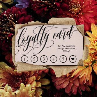 Blush Pink Calligraphy Loyalty Punch Card