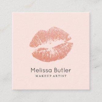 Blush Pink Chic Glitter Lips Makeup Artist Square