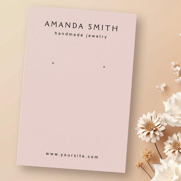 Blush pink custom logo earring display card