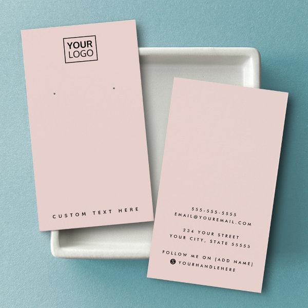 Blush pink custom logo earring display card