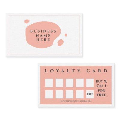 Blush Pink Cute Minimalist Salon Coffee Shop Loyalty Card