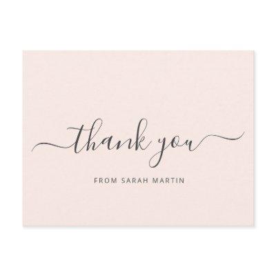 Blush Pink Elegant Script Business Thank You Postcard