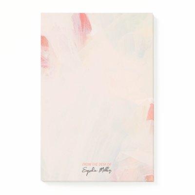 Blush Pink Floral Abstract Art Personalized Name Post-it Notes