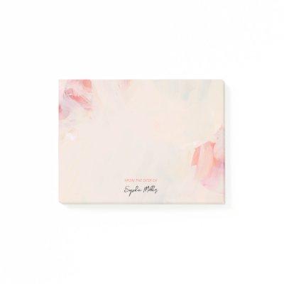 Blush Pink Floral Abstract Art Personalized Name Post-it Notes