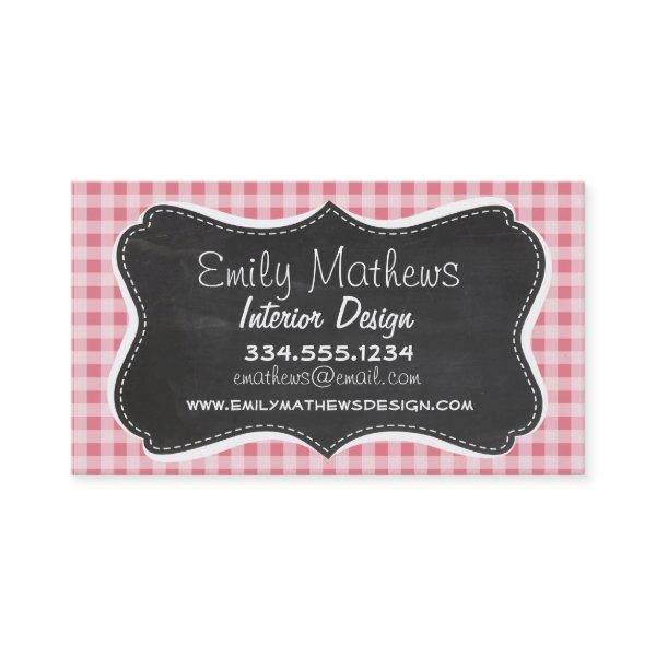 Blush Pink Gingham; Chalkboard look