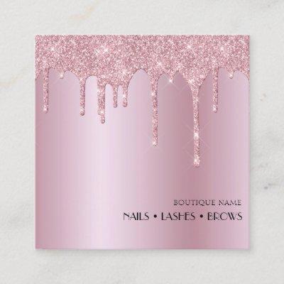 Blush Pink Glitter Makeup Nails Eyelashes Brows Square