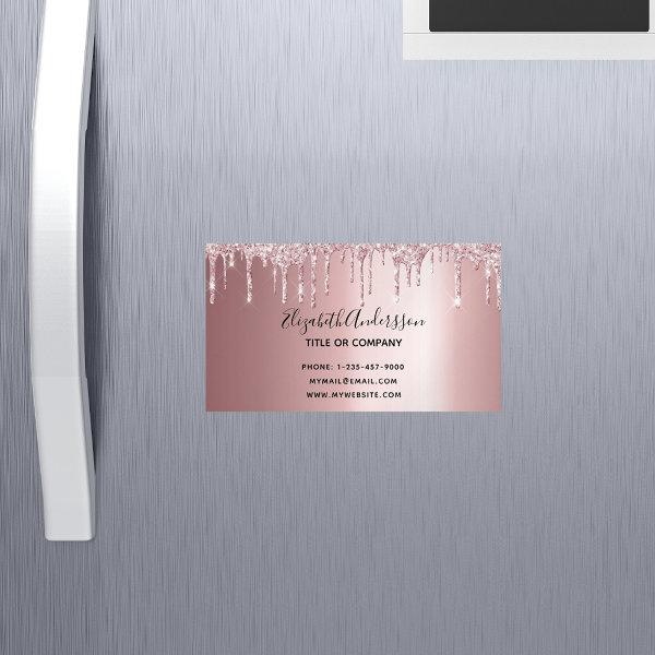 Blush pink glitter metallic elegant business   magnet