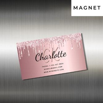 Blush pink glitter metallic elegant monogram  magnet