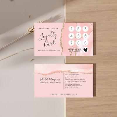 Blush Pink Gold Agate Marble Loyalty Card