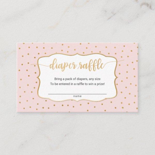 Blush Pink + gold confetti diaper raffle ticket