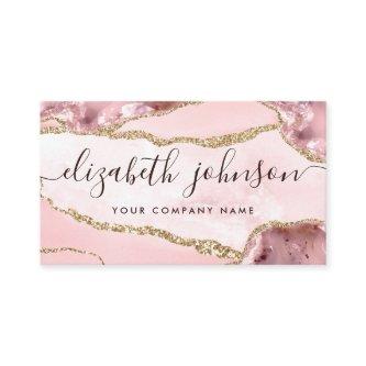 Blush Pink Gold Glitter Agate Marble Girly Script