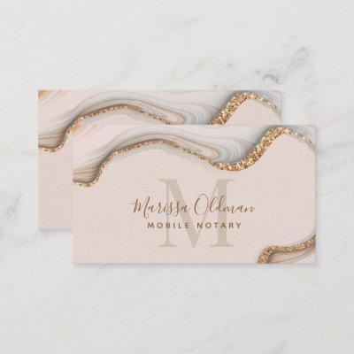 Blush Pink Gold Glitter Marble Agate Notary