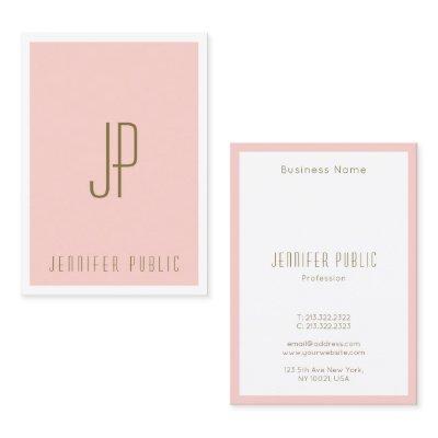 Blush Pink Gold Text Monogram Modern Vertical