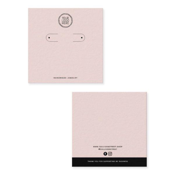 Blush Pink Logo Hoop Earrings Display Card