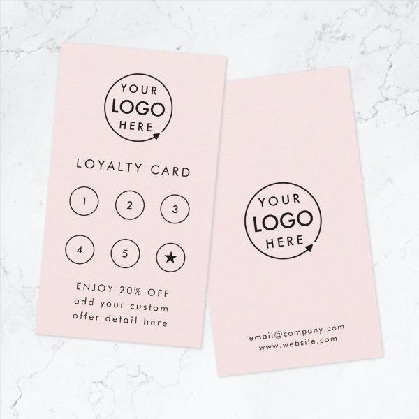 Blush Pink Logo | Modern Business Reward Punch Loyalty Card