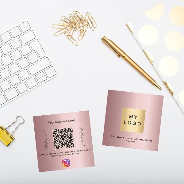 Blush pink logo QR code Instagram follow us Square