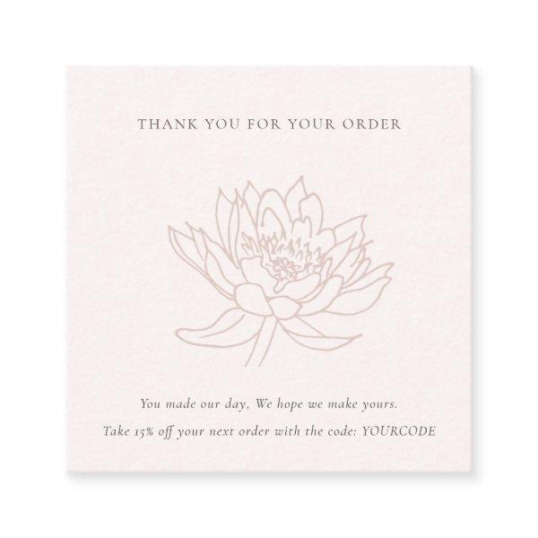 BLUSH PINK LOTUS FLORAL LOGO SHOPPING THANK YOU SQUARE