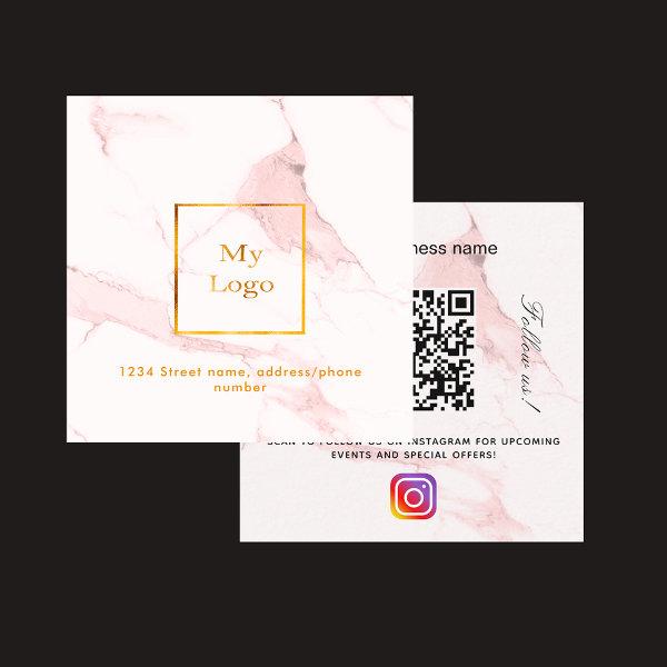 Blush pink marble qr code instagram follow us square