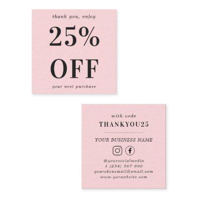 Blush Pink Modern Bold Typography Small Business Discount Card