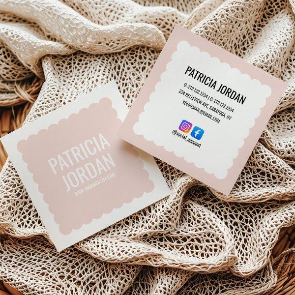 Blush Pink modern Wave Simple Social Media Icon Square