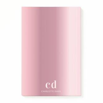 Blush pink monogram name glamorous  post-it notes