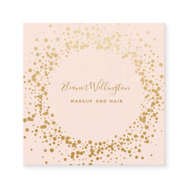 Blush Pink Ombre Gold Confetti Dots Creative  Square