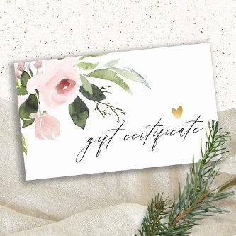 Blush Pink Peony Flora Watercolor Gift Certificate