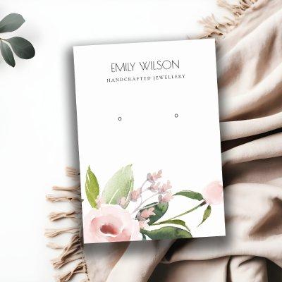 BLUSH PINK PEONY FLORAL WATERCOLOR EARRING DISPLAY