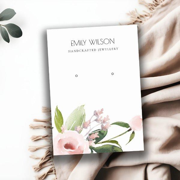 BLUSH PINK PEONY FLORAL WATERCOLOR EARRING DISPLAY