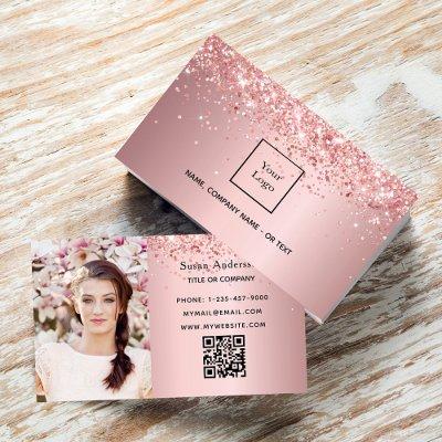 Blush pink photo QR code glitter dust female