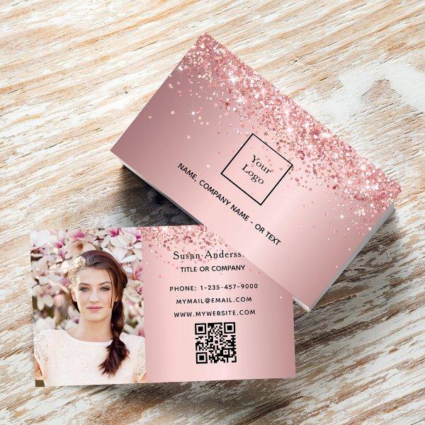 Blush pink photo QR code glitter dust female