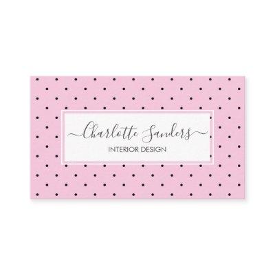 Blush pink polka dot trendy script