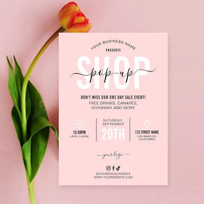 Blush Pink Pop-Up Shop Marketing Flyer Market Day Invitation