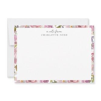Blush Pink Purple Peony Rose Girly Floral Frame Note Card