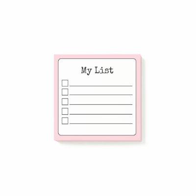 Blush Pink Retro Lined Checklist Post-it Notes