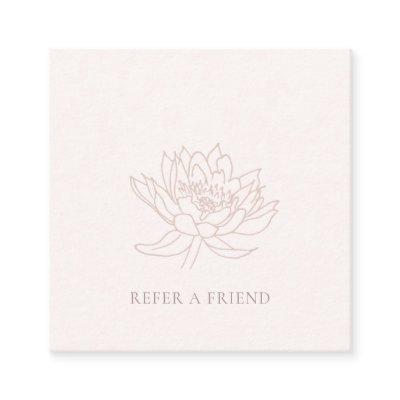 BLUSH PINK ROSE GOLD LOTUS FLORAL REFER A FRIEND SQUARE