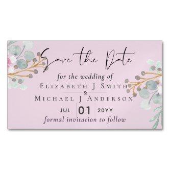 Blush Pink Sage Floral Wedding Save the Dates  Magnet