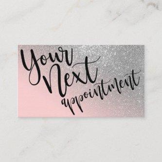 Blush Pink Silver Glitter Gradient Typography Appointment Card